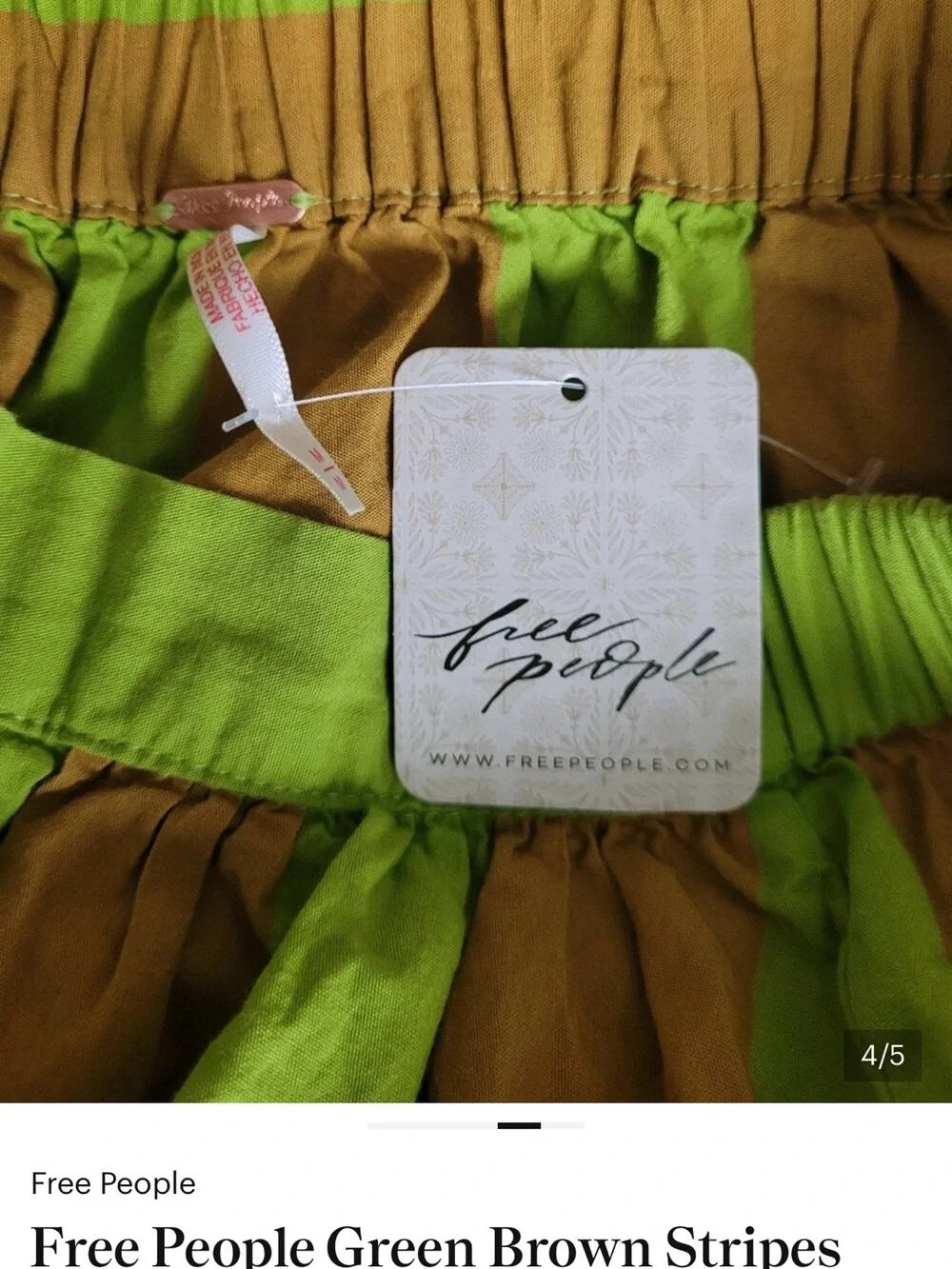 Free People Lime and Mustard Striped Maxi Skirt